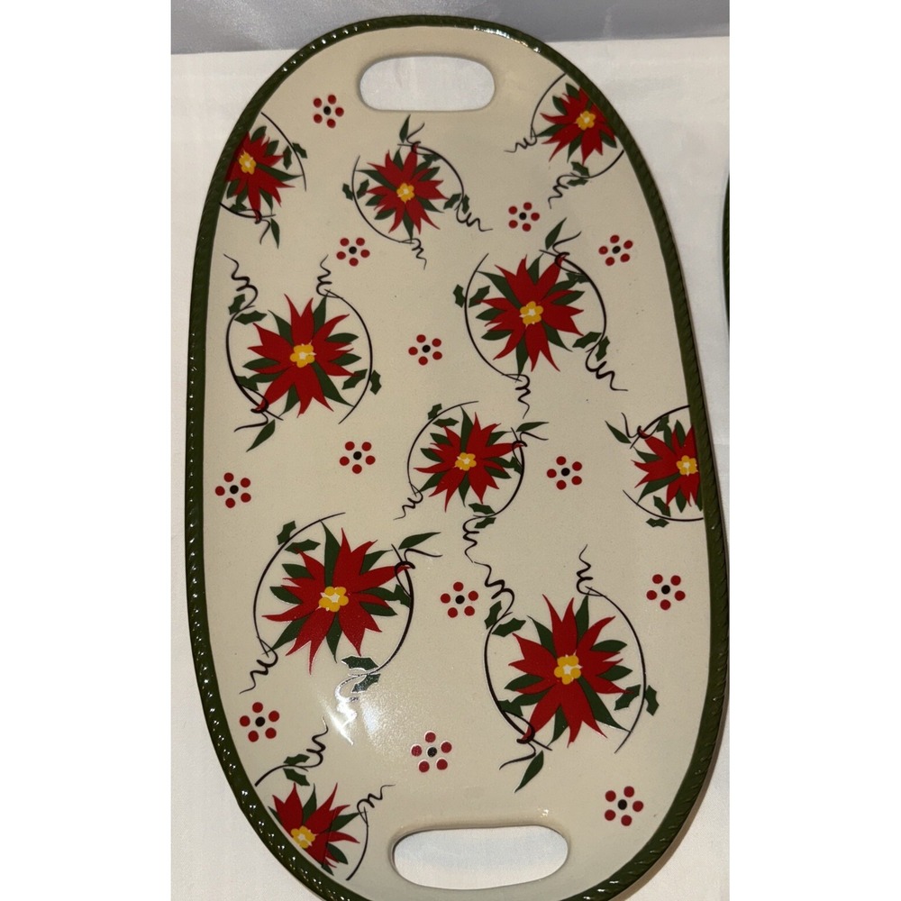Temp-tations Poinsettia Christmas‎ Pattern Long Serving Dish Platter (1)